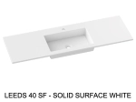 Plan vasque lavabo sur mesure : L 50 à 201 x P 30 à 51 cm, finition lisse mate, Solid-Surface, Anti bactérien, résine Akrytan® SOLID teinté dans la masse, Livraison Offerte.